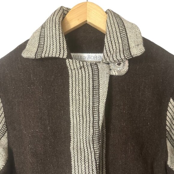 Alix of Bohemia Embroidered Handwoven Brown Blanket Jacket Size XS Western Boho - Picture 9 of 16